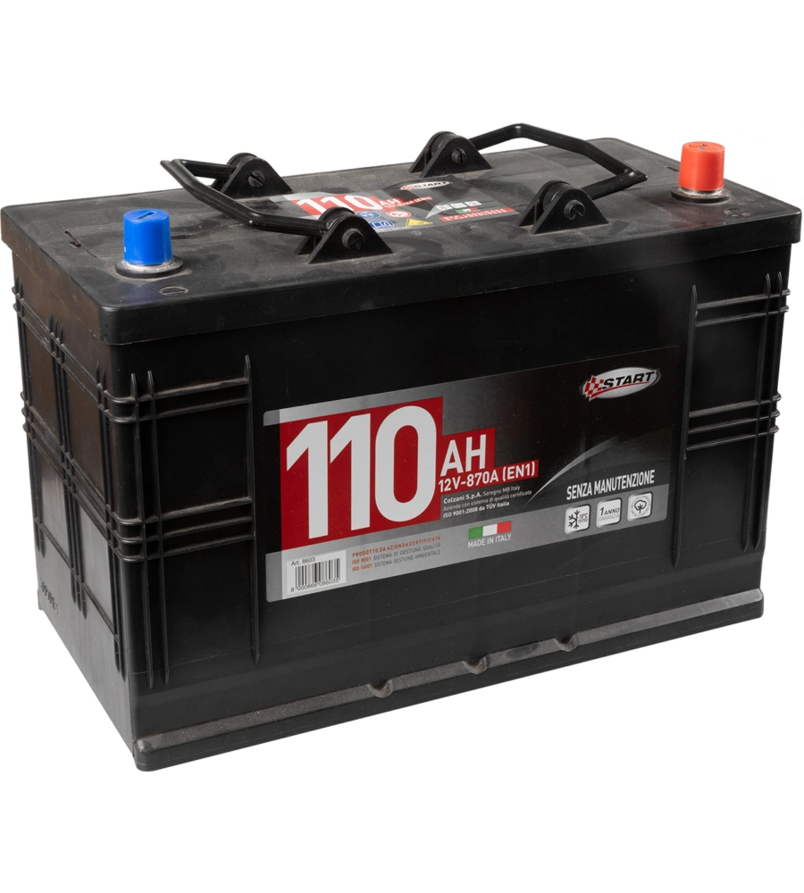 Batteria per autocarro e trattori 110ah 12v 750a polo positivo destro